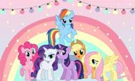 🌈 5x3 фута подставка my little pony party rainbow - детский душ, с днем рождения, украшение столика с тортом, задник для детского сада - реквизит для детской фотостудии 05 логотип