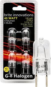 img 1 attached to 💡 Brite Innovations G8 Halogen Bulb 40W (4-Pack) Dimmable Soft White 2700K - 120V Bi-Pin - Q20, CL, T4 JCD Type, Clear Light Bulb