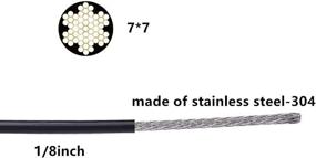 img 2 attached to 🔗 Cheaboom 304 Stainless Steel Black Wire Rope Cable for Railing, Decking & DIY Balustrade - Vinyl Coated, 7x7 Strand Core, 1/8 Inch, 165 Feet