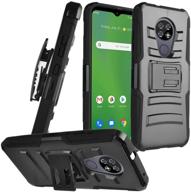 📱 celzen - cricket ovation, at&amp;t radiant max (u705ac/u705aa) - phone case with belt clip holster - cv1 black logo