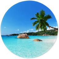 🏖️ round beach style mouse pad - anti-slip rubber gaming office laptop computer mousepad, durable stitched edges for men women kids, cute custom design (beach and coconut tree theme), 8.7 x 8.7 in logo