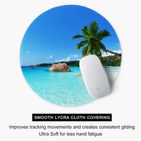 img 1 attached to 🏖️ Round Beach Style Mouse Pad - Anti-Slip Rubber Gaming Office Laptop Computer Mousepad, Durable Stitched Edges for Men Women Kids, Cute Custom Design (Beach and Coconut Tree Theme), 8.7 x 8.7 in