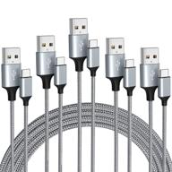 кабель usb типа c, 5 упаковок (3/3/6/6/10 футов) нейлоновая оплетка кабель usb c быстрое зарядное устройство шнур для зарядки совместимость с samsung galaxy s9 s8 note 9 note 8 plus логотип