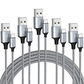 img 4 attached to USB Type C Cable 5Pack (3/3/6/6/10FT) Nylon Braided USB C Cable Fast Charger Charging Cord Compatible Samsung Galaxy S9 S8 Note 9 Note 8 Plus