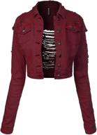 π stylish and trendy beyondfab women's classic casual button down destroyed color crop denim jacket logo