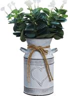 🏺 misixile vintage metal galvanized vases - rustic milk jug vase with heart-shaped design. small farmhouse decor for kitchen, bathroom, living room - 7.5"(misty grey) logo