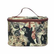 toil-cat: stylish tapestry toiletry bag & makeup organizer for women with cat print design logo