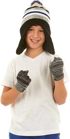 img 3 attached to 🧢 Stay Warm and Adorable with Polar Wear Boys Animal Hat & Glove Set – 1 Ply Knit w/ Fleece Lining