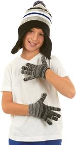 img 4 attached to 🧢 Stay Warm and Adorable with Polar Wear Boys Animal Hat & Glove Set – 1 Ply Knit w/ Fleece Lining