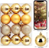 24pcs shatterproof christmas ball ornaments - gold decorations for holiday wedding party, tree decor - includes hooks (6cm/2.36inches) логотип