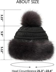 img 1 attached to 🎩 Soul Young Women's Faux Fur Hat: Russian Cossack Knit Pompom Ski Snow Cap for Winter - Black with White