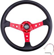 🔴 rastp 13.8”/350mm universal drifting deep dish racing steering wheel with vinyl leather & aluminum grip - red logo