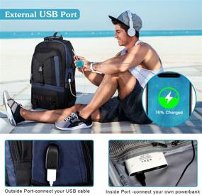 img 3 attached to 🎒 Большой путешественник рюкзак для ноутбука с USB-портом зарядки, антикражный школьный рюкзак, колледж с замком - подходит для ноутбука 17,3 дюйма, водонепроницаемый бизнес-компьютерный мужской рюкзак - синий