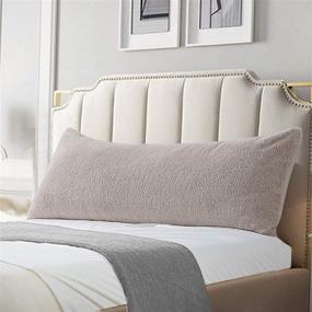 img 4 attached to 🛏️ Reafort Taupe Ultra Soft Sherpa Body Pillow Cover/Case with Zipper Closure 21"x54" - 21"x54" Pillow Cover