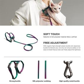 img 3 attached to 🐱 Escape-Proof Cat Harness and Leash Set for Kittens and Small Pets - Adjustable, Secure, and Stylish (Purple-Green Gradient)