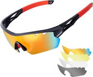 🚴 ultimate polarized cycling glasses: uv400 protection sports sunglasses with 4 interchangeable lenses for unmatched performance logo