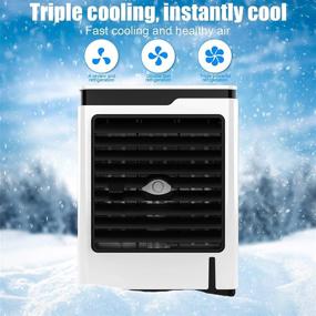 img 3 attached to 🔌 Portable Rechargeable Air Cooler: 3 Speeds, 7 Colors, Leak-proof Water Tank, Touch Screen Design - Ideal for Home, Office, and Room