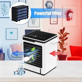 img 2 attached to 🔌 Portable Rechargeable Air Cooler: 3 Speeds, 7 Colors, Leak-proof Water Tank, Touch Screen Design - Ideal for Home, Office, and Room