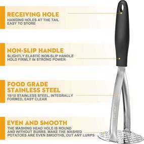 img 3 attached to Ultimate Household Heavy Duty Potato Masher: Premium Stainless Steel - Sleek Black Design