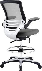 img 1 attached to 🪑 Gray Modway Edge Drafting Chair - Ergonomic Reception Desk Chair with Flip-Up Arms