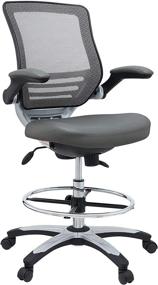 img 3 attached to 🪑 Gray Modway Edge Drafting Chair - Ergonomic Reception Desk Chair with Flip-Up Arms