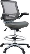 🪑 gray modway edge drafting chair - ergonomic reception desk chair with flip-up arms logo