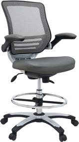 img 4 attached to 🪑 Gray Modway Edge Drafting Chair - Ergonomic Reception Desk Chair with Flip-Up Arms