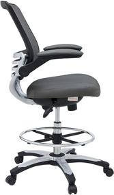 img 2 attached to 🪑 Gray Modway Edge Drafting Chair - Ergonomic Reception Desk Chair with Flip-Up Arms