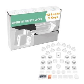 img 4 attached to 🔐 Double Key Design Magnetic Cabinet Locks for Babies (12 Locks + 3 Keys) with Extra Tape & Spare Screws - Invisible Child Locks for Cabinets, Drawers, Cupboards