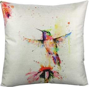 img 1 attached to 🌺 VAKADO Watercolor Floral Hummingbirds Outdoor Throw Pillow Covers - Set of 4, 18x18 Inch - Perfect Spring Patio Decorative Cushion Cases for Furniture, Couch, Bed, Sofa - Elegant Home Décor