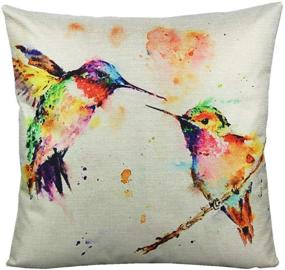img 2 attached to 🌺 VAKADO Watercolor Floral Hummingbirds Outdoor Throw Pillow Covers - Set of 4, 18x18 Inch - Perfect Spring Patio Decorative Cushion Cases for Furniture, Couch, Bed, Sofa - Elegant Home Décor