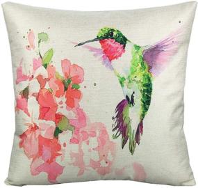 img 3 attached to 🌺 VAKADO Watercolor Floral Hummingbirds Outdoor Throw Pillow Covers - Set of 4, 18x18 Inch - Perfect Spring Patio Decorative Cushion Cases for Furniture, Couch, Bed, Sofa - Elegant Home Décor