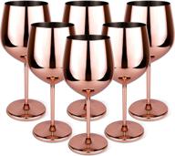 set of 6 tq4 products rose gold stainless steel wine glasses - unbreakable shatterproof coated glassware for outdoor party, holiday dining – stunning stemmed wine goblets логотип