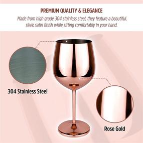 img 2 attached to Set of 6 TQ4 PRODUCTS Rose Gold Stainless Steel Wine Glasses - Unbreakable Shatterproof Coated Glassware for Outdoor Party, Holiday Dining – Stunning Stemmed Wine Goblets