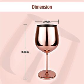 img 3 attached to Set of 6 TQ4 PRODUCTS Rose Gold Stainless Steel Wine Glasses - Unbreakable Shatterproof Coated Glassware for Outdoor Party, Holiday Dining – Stunning Stemmed Wine Goblets