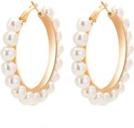 💎 large faux pearl hoop earrings for women - statement fashion jewelry gifts for girls logo