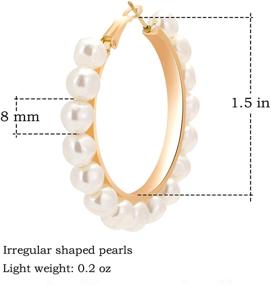 img 3 attached to 💎 Large Faux Pearl Hoop Earrings for Women - Statement Fashion Jewelry Gifts for Girls