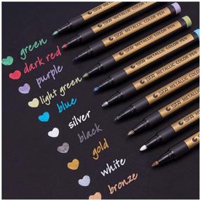 img 4 attached to 🎨 Dyvicl Metallic Marker Pens - 10 Medium Point Metallic Markers for Rock Painting, Black Paper, Card Making, Scrapbooking Crafts, DIY Photo Album - Ultimate Artistic Brilliance!