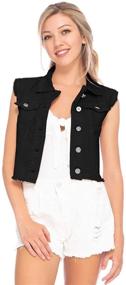 img 1 attached to Anna Kaci Womens Distressed Button Sleeveless Women's Clothing for Coats, Jackets & Vests