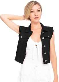 img 4 attached to Anna Kaci Womens Distressed Button Sleeveless Women's Clothing for Coats, Jackets & Vests