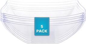 img 3 attached to 🍽️ Pack of 5 - Premium Quality 32oz Square Plastic Serving Bowls | Heavy Duty, Shatterproof & Disposable Clear Salad Bowls for Weddings, Baby Showers, Party Snacks