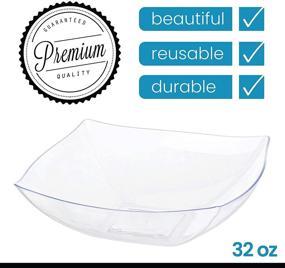 img 2 attached to 🍽️ Pack of 5 - Premium Quality 32oz Square Plastic Serving Bowls | Heavy Duty, Shatterproof & Disposable Clear Salad Bowls for Weddings, Baby Showers, Party Snacks