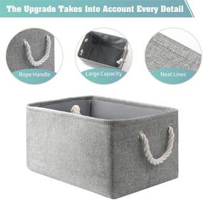 img 2 attached to 📦 Grey SAMORADREA Storage Basket Bins - Decorative Baskets with Handles for Clothes Storage Toys, Books, Home & Office Organization (13.7L9.8W6.7H)