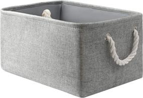 img 4 attached to 📦 Grey SAMORADREA Storage Basket Bins - Decorative Baskets with Handles for Clothes Storage Toys, Books, Home & Office Organization (13.7L9.8W6.7H)