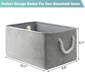 img 3 attached to 📦 Grey SAMORADREA Storage Basket Bins - Decorative Baskets with Handles for Clothes Storage Toys, Books, Home & Office Organization (13.7L9.8W6.7H)