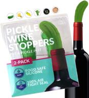 🥒 hilarious pickle wine stoppers in gift box: 'put a pickle in it' - set of 2, reusable silicone bottle savers for men, women, friends, coworkers, neighbors - unique, cute, and decorative drink toppers logo