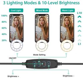 img 2 attached to NexiGo 3.5" Dual Selfie Ring Light with Mobile Phone & Webcam Holder, 3 Light Modes, 10 Brightness Levels, LED Ringlight with Tripod Stand, for Live Streaming Makeup Video Conference