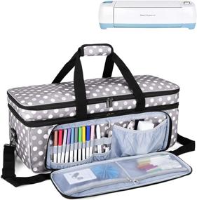img 4 attached to 👜 LUXJA Double-Layer Carrying Case for Cricut Die-Cut Machine - 2 Layers Bag for Cricut Explore Air (Air 2) and Maker (Patent Pending) - Gray Dots