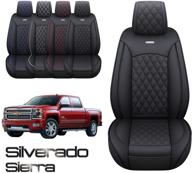 🚗 aierxuan front seat covers for chevy silverado gmc sierra | custom fit 2007-2022 1500 2500hd 3500hd crew double extended cab | waterproof leather seat protectors (2 pcs front, black) logo