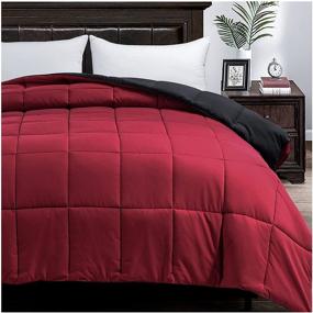 img 4 attached to Satisomnia Lightweight Comforter: King Size Red/Black 106x90 Inch | All Season Down Alternative Duvet Insert for King Bed | Reversible & Summer Friendly